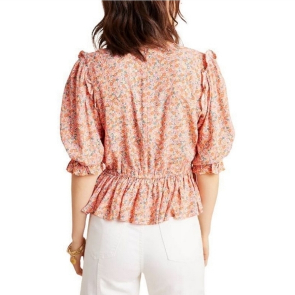 Faithfull The Brand Caleta Mathiola Floral Peplum Blouse top elastic waist 2 - Picture 2 of 12